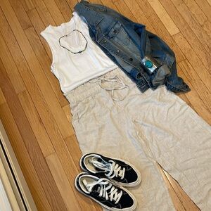 NWOT linen/cotton blend wide leg pants